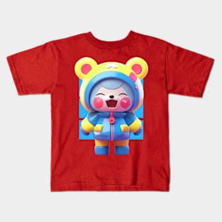 AKBLM - RED CHEEKS KUMA LOVES RED LOLLIPOPS 🍭 | KAWAII CHIBI 3D MASCOT Kids T-Shirt